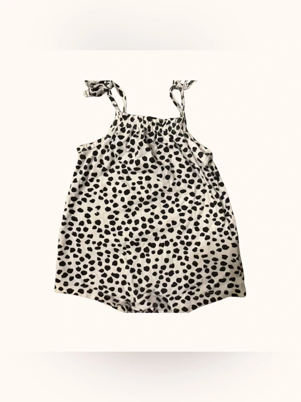 Old Navy Black & White Dalmatian-Print Tie-Shoulder Tank
